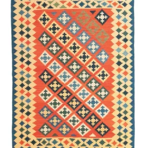 Kelimteppe - Orientalsk - 200 x 155 cm - oransje