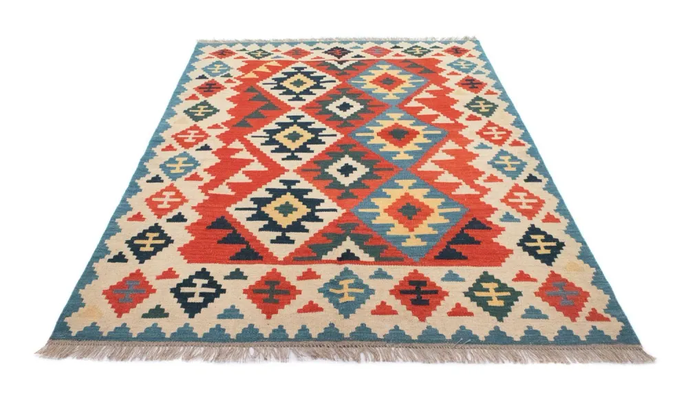 Kelimteppe - Orientalsk - 203 x 150 cm - oransje
