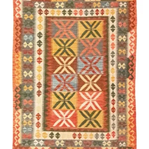 Kelimteppe - Orientalsk - 205 x 150 cm - oransje