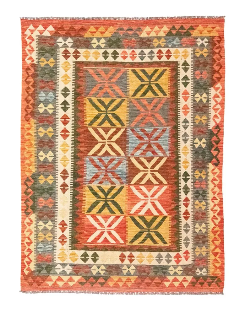 Kelimteppe - Orientalsk - 205 x 150 cm - oransje