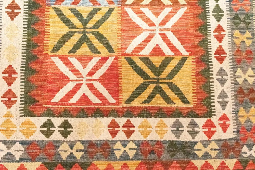 Kelimteppe - Orientalsk - 205 x 150 cm - oransje
