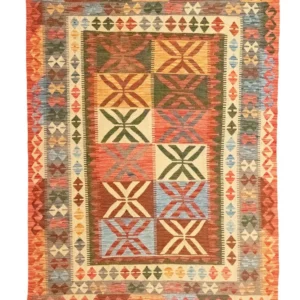 Kelimteppe - Orientalsk - 206 x 154 cm - oransje