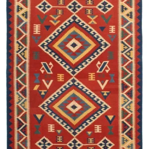 Kelimteppe - Orientalsk - 217 x 160 cm - mørk rød
