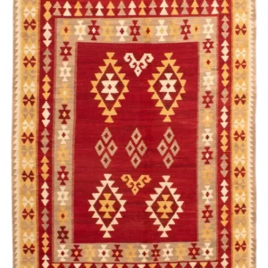 Kelimteppe - Orientalsk - 252 x 178 cm - mørk rød