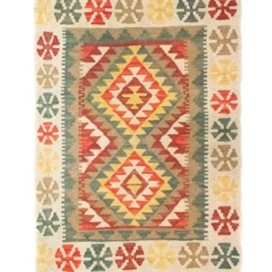 Kelimteppe - Orientalsk - 90 x 60 cm - grønn