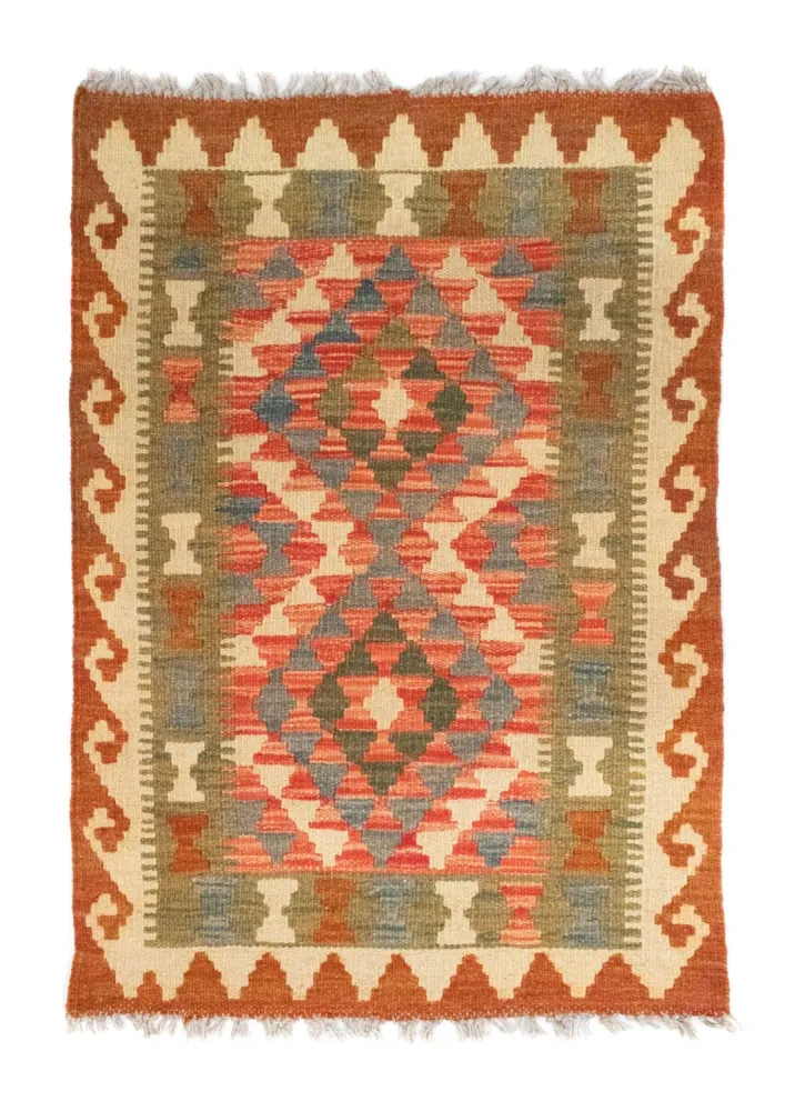 Kelimteppe - Orientalsk - 90 x 60 cm - oransje