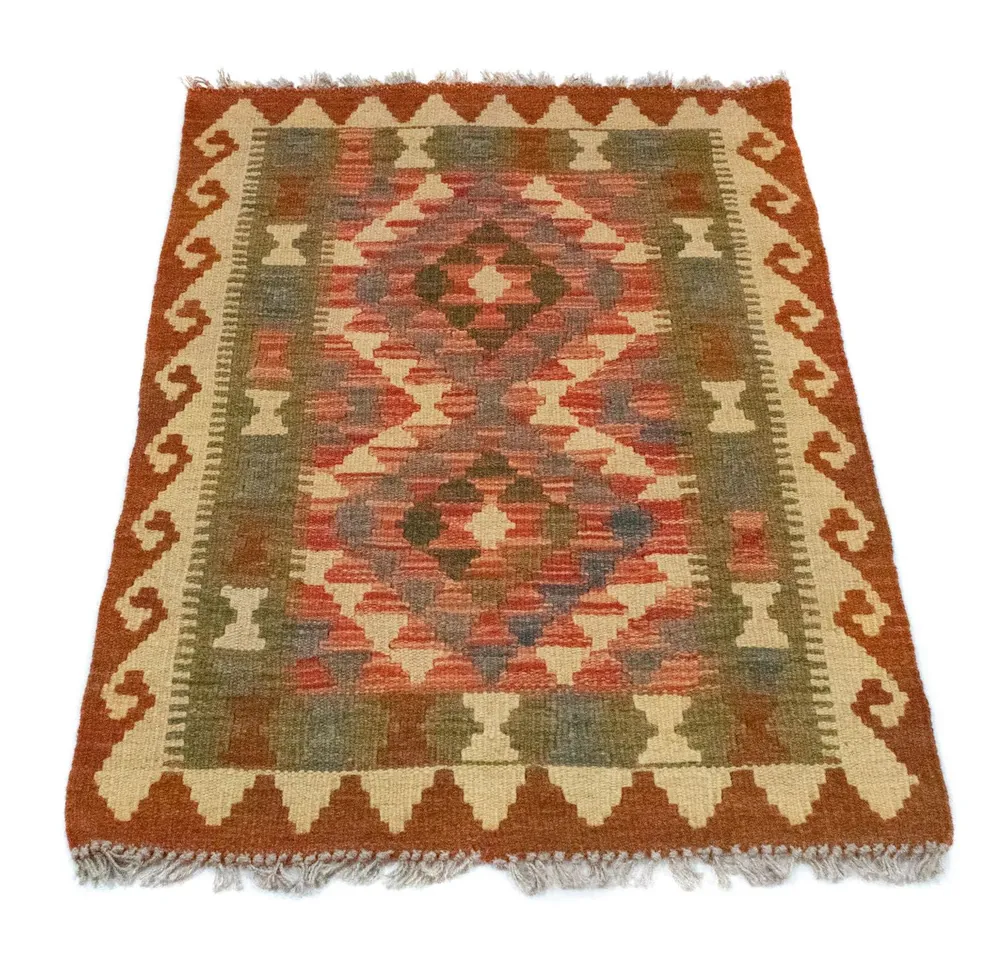 Kelimteppe - Orientalsk - 90 x 60 cm - oransje