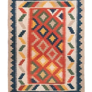 Kelimteppe - Orientalsk - 91 x 66 cm - oransje