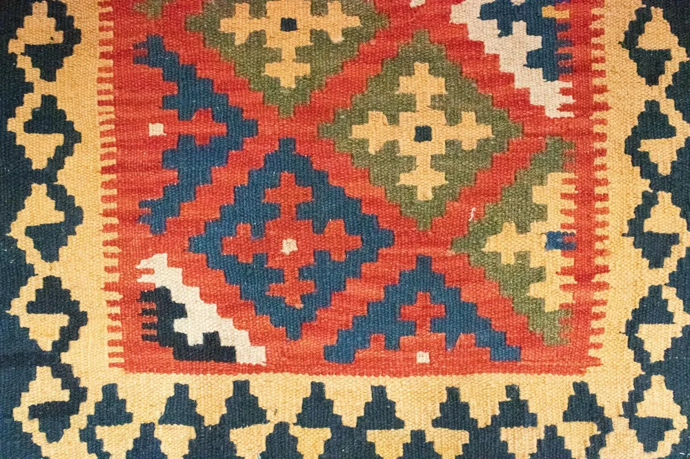Kelimteppe - Orientalsk - 90 x 62 cm - oransje