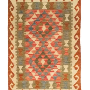 Kelimteppe - Orientalsk - 90 x 60 cm - oransje