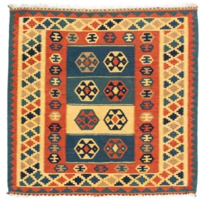 Kelimteppe - Orientalsk square - 100 x 100 cm - flerfarget