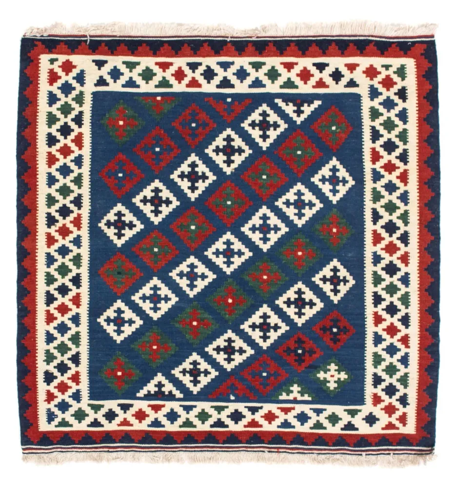 Kelimteppe - Orientalsk square - 100 x 100 cm - mørkeblå