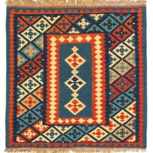 Kelimteppe - Orientalsk square - 100 x 100 cm - mørkeblå
