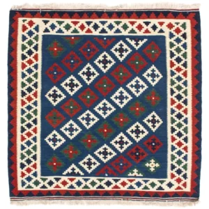 Kelimteppe - Orientalsk square - 100 x 100 cm - mørkeblå