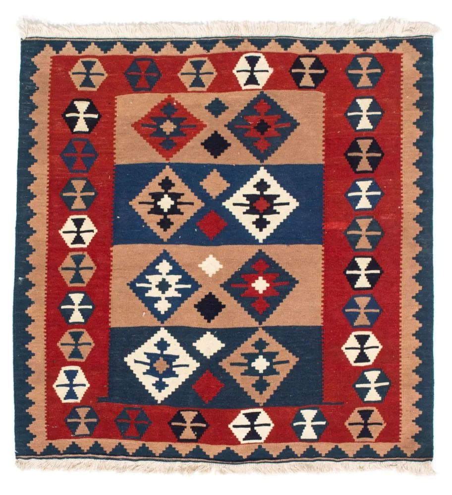 Kelimteppe - Orientalsk square - 100 x 97 cm - flerfarget