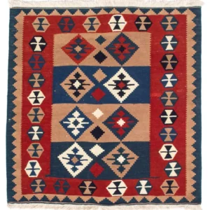 Kelimteppe - Orientalsk square - 100 x 97 cm - flerfarget