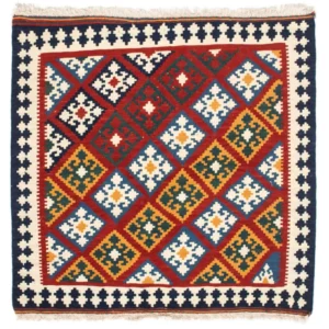 Kelimteppe - Orientalsk square - 100 x 97 cm - mørk rød