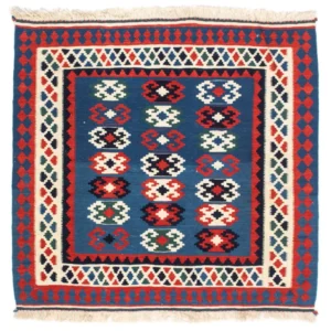 Kelimteppe - Orientalsk square - 100 x 98 cm - mørkeblå