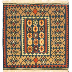 Kelimteppe - Orientalsk square - 100 x 98 cm - mørkeblå