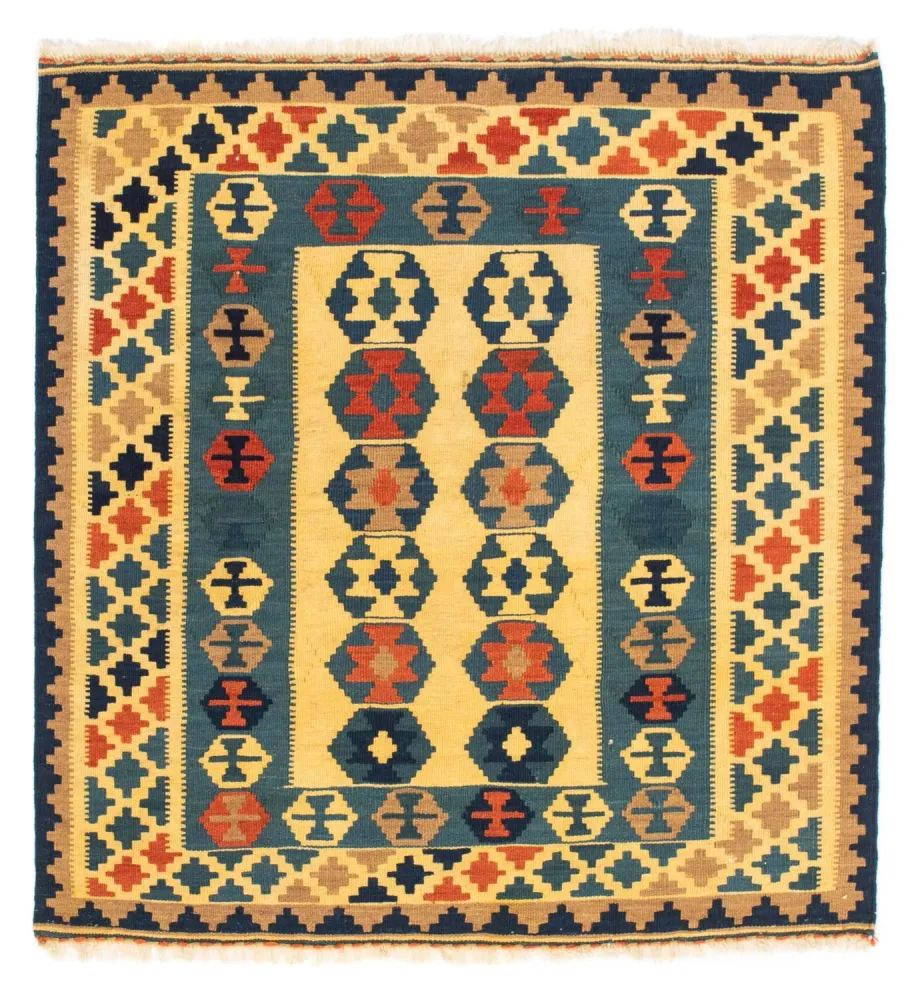 Kelimteppe - Orientalsk square - 101 x 95 cm - gull