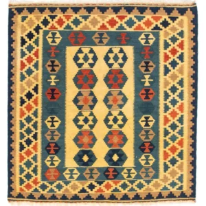 Kelimteppe - Orientalsk square - 101 x 95 cm - gull