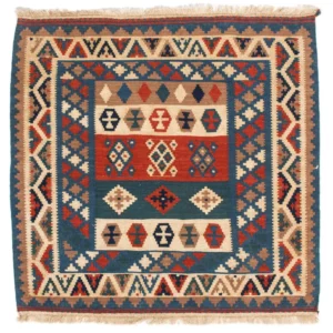 Kelimteppe - Orientalsk square - 102 x 100 cm - blå