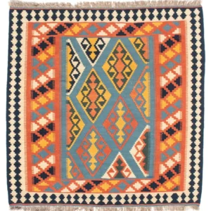 Kelimteppe - Orientalsk square - 102 x 101 cm - oransje