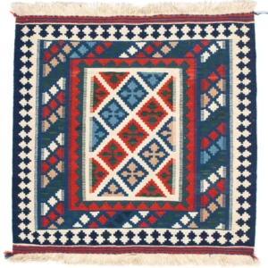 Kelimteppe - Orientalsk square - 103 x 100 cm - mørkeblå