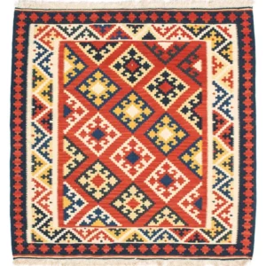 Kelimteppe - Orientalsk square - 103 x 102 cm - mørk rød