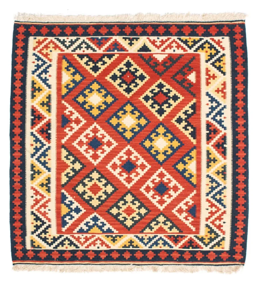 Kelimteppe - Orientalsk square - 103 x 102 cm - mørk rød