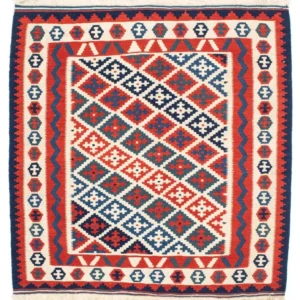 Kelimteppe - Orientalsk square - 104 x 100 cm - flerfarget