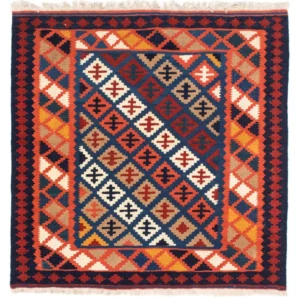 Kelimteppe - Orientalsk square - 104 x 100 cm - mørkeblå