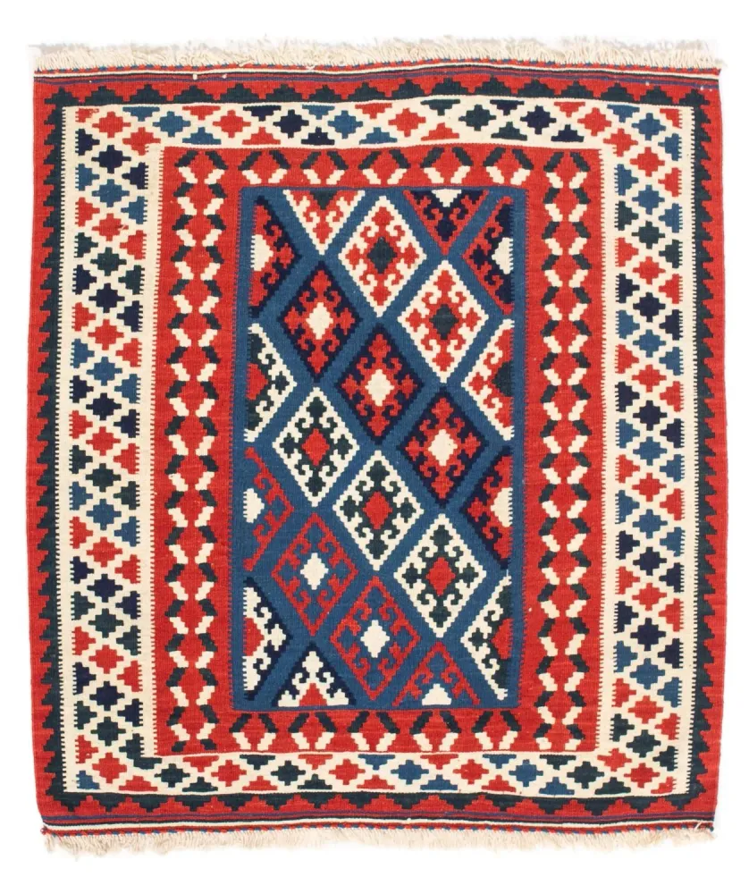 Kelimteppe - Orientalsk square - 104 x 100 cm - mørkeblå
