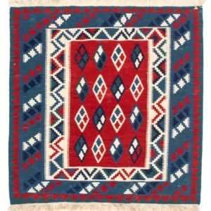 Kelimteppe - Orientalsk square - 104 x 100 cm - mørkeblå