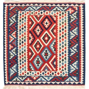 Kelimteppe - Orientalsk square - 104 x 102 cm - mørk rød