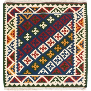 Kelimteppe - Orientalsk square - 104 x 102 cm - mørkeblå