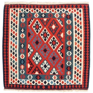 Kelimteppe - Orientalsk square - 104 x 103 cm - mørk rød