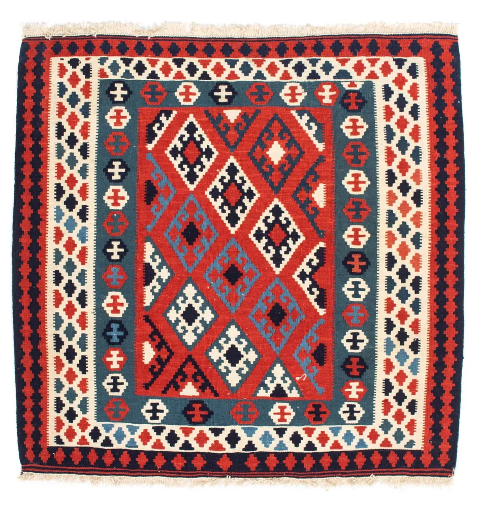 Kelimteppe - Orientalsk square - 104 x 103 cm - mørk rød