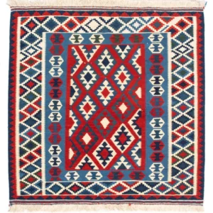 Kelimteppe - Orientalsk square - 104 x 103 cm - mørk rød
