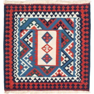Kelimteppe - Orientalsk square - 104 x 103 cm - mørkeblå