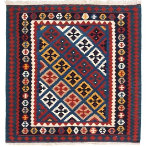 Kelimteppe - Orientalsk square - 104 x 103 cm - mørkeblå