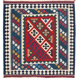Kelimteppe - Orientalsk square - 104 x 98 cm - blå