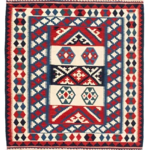 Kelimteppe - Orientalsk square - 105 x 102 cm - mørkeblå