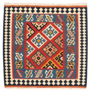 Kelimteppe - Orientalsk square - 105 x 103 cm - mørk rød