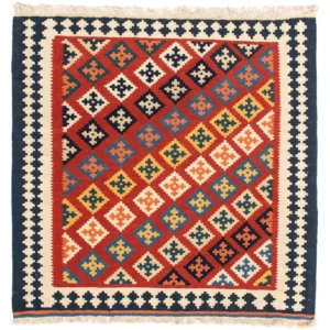 Kelimteppe - Orientalsk square - 105 x 103 cm - mørk rød