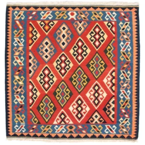 Kelimteppe - Orientalsk square - 105 x 104 cm - mørk rød