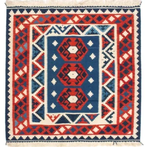 Kelimteppe - Orientalsk square - 105 x 104 cm - mørkeblå