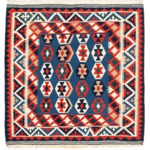 Kelimteppe - Orientalsk square - 105 x 105 cm - mørkeblå