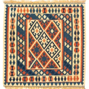 Kelimteppe - Orientalsk square - 106 x 100 cm - flerfarget