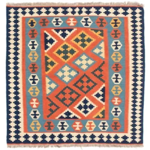 Kelimteppe - Orientalsk square - 106 x 106 cm - oransje